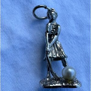 Lady golfer vintage sterling silver charm